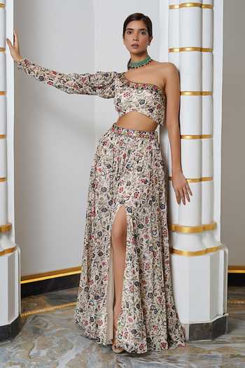 Ahi Clothing Floral Print Kalidaar Lehenga Set 