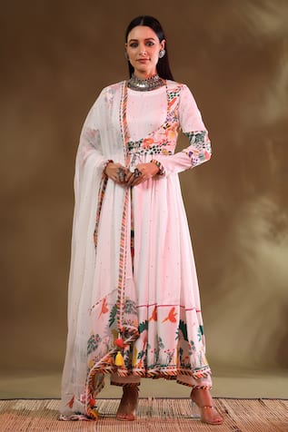 Baise Gaba Kainaat Forest Pattern Anarkali Koti Jacket Set 