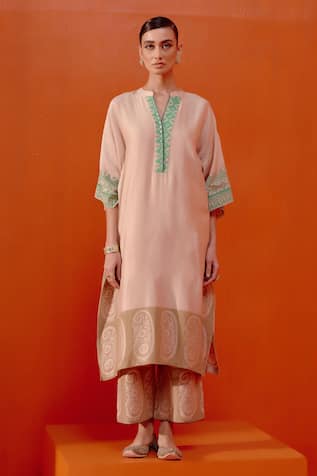 Devnaagri Block Print Kaftan & Palazzo Set 