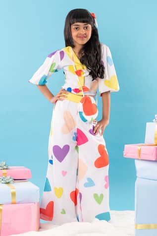 Heart Print Crop Top & Palazzo Set 