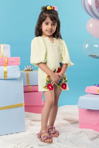 Kirti Agarwal - Pret N Couture Floral Embroidered Georgette Dress 