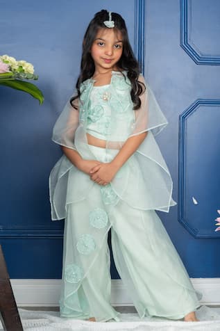 Kirti Agarwal - Pret N Couture Flora Bloom Embroidered Cape Palazzo Set 