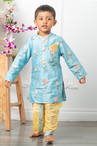 Floral Embroidered Kurta With Dhoti Pant 