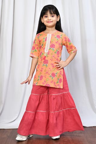 Samyukta Singhania Cotton Printed Short Kurta & Sharara Set 