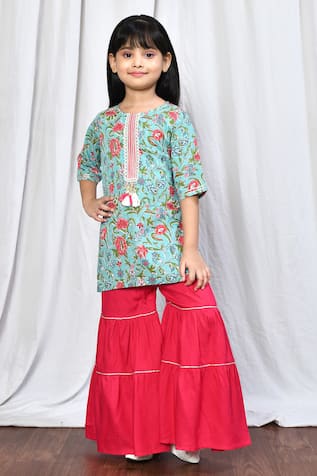 Samyukta Singhania Printed Short Kurta & Sharara Set 