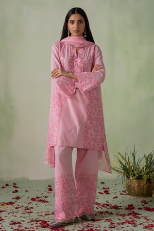 VARUN CHHABRA Rose Block Print Kurta Set 