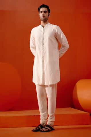 Devnaagri Placket Embroidered Kurta With Churidar 