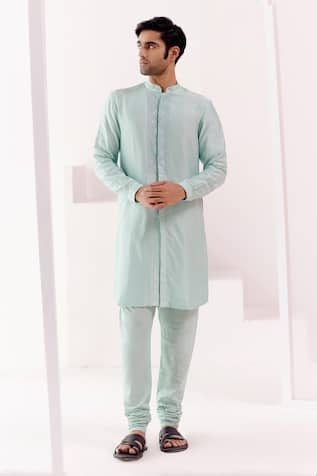 Devnaagri Floral Placket Embroidered Kurta With Churidar 