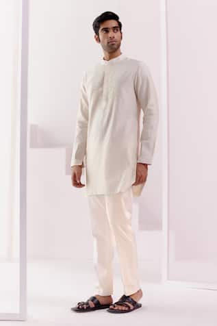 Devnaagri Floral Dori Embroidered Yoke Kurta With Pant 