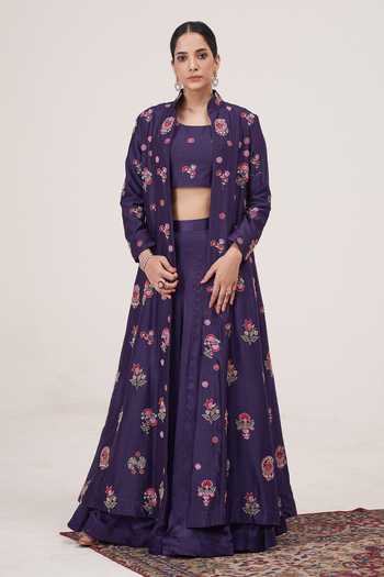 Hirika & Dhruti Flora Embroidered Jacket Lehenga Set 