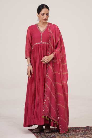 Hirika & Dhruti Mirror Embroidered Anarkali With Dupatta 