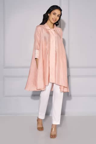 Cuff Sleeve Asymmetric Shirt & Pant Set 
