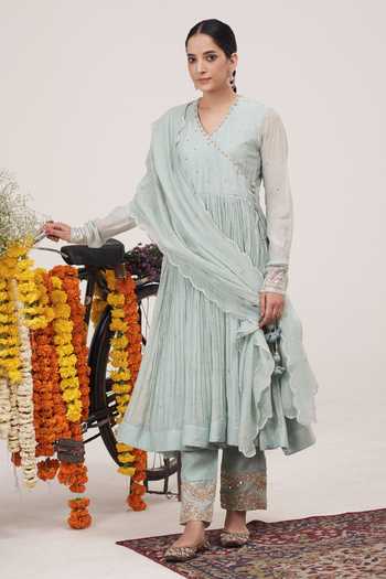 Hirika & Dhruti Zardosi Embroidered Anarkali Pant Set 