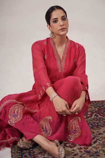 Hirika & Dhruti Marodi Embroidered Anarkali Pant Set 