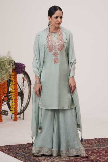Hirika & Dhruti Gajji Silk Embroidered Kurta Sharara Set 