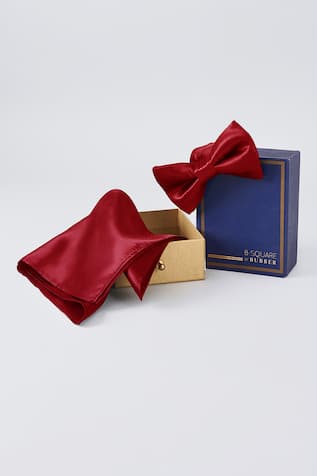 Bubber Couture Crimson Satin Bow Tie & Pocket Square Set 