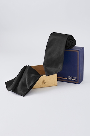 Bubber Couture Noir Silk Necktie & Pocket Square Set