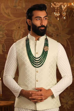 Cosa Nostraa Layered Green Lion Pendant Mala 