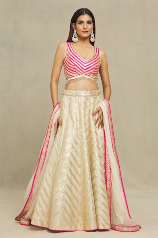 Vandana Sethi Gota Embroidered Bridal Lehenga Set 