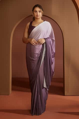 SAANJH BY LEA Yazrin Ombre Satin Pre-Draped Saree With Blouse 