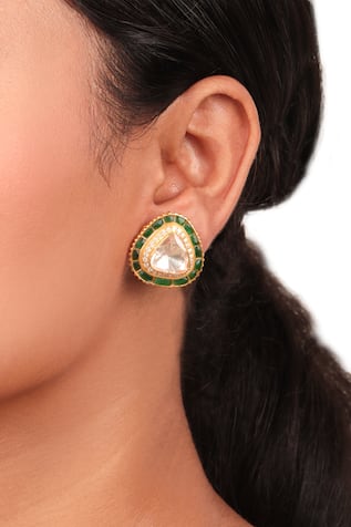 Sica Jewellery Moissanite Polki Embellished Earrings 