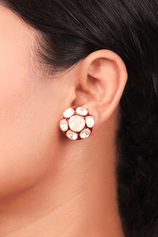 Sica Jewellery Moissanite Polki Embellished Meena Earrings 