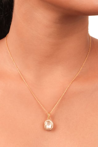 Sica Jewellery Moissanite Polki Embellished Tiara Pendant Necklace 