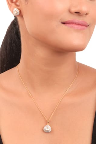 Sica Jewellery Moissanite Polki Embellished Pendant Set 