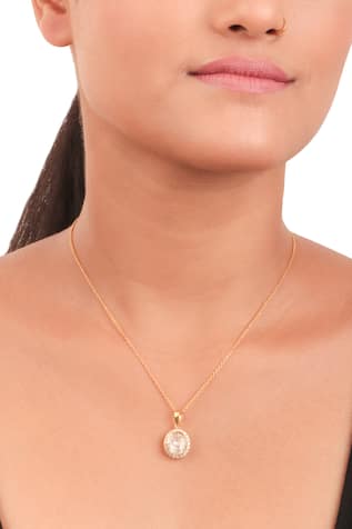 Sica Jewellery Moissanite Polki Embellished Rooh Pendant Necklace 