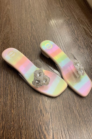 Flower Rainbow Embroidered Heel 