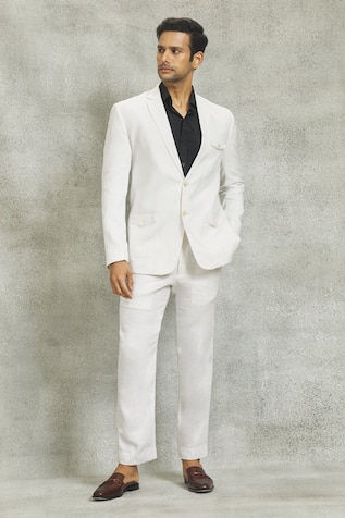 Buy Men Navy Slim Fit Solid Formal Three Piece Suit Online - 747920 | Louis  Philippe