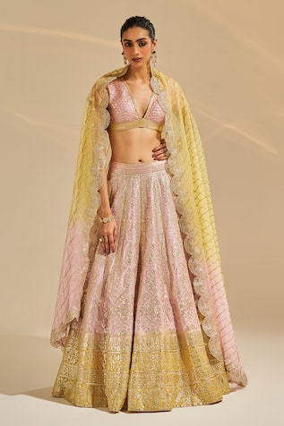 Studio Iris India Lillian Floral Geometric Pattern Lehenga Set 