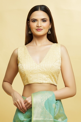 Nazaakat by Samara Singh Tonal Thread Embroidered Saree Blouse