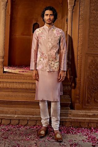 Kalista Said Floral Print Bundi Kurta Set