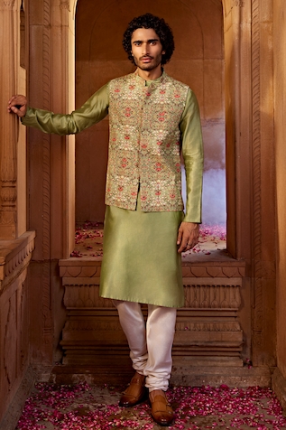 Kalista Rehan Floral Print Bundi Kurta Set