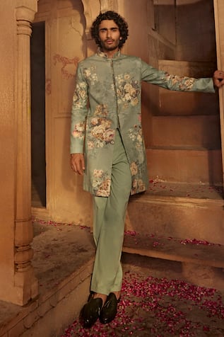 Kalista Saif Floral Pattern Sherwani Set 