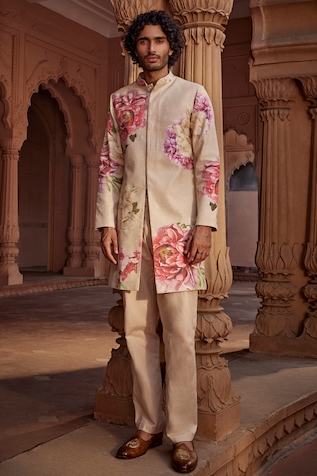 Kalista Ridhwan Floral Pattern Sherwani Set