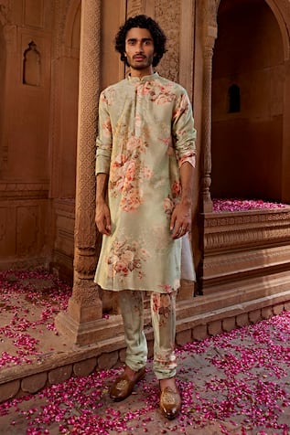 Kalista Arf Vintage Flower Bloom Print Kurta With Churidar 