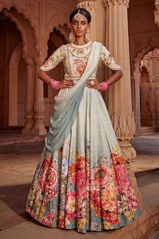 Kalista Manya Raw Silk Embroidered Yoke Anarkali With Dupatta