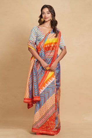 Gulabo by Abu Sandeep Chevron Print Blouse 