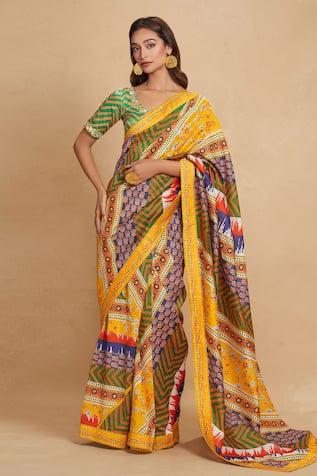 Gulabo by Abu Sandeep Geometric Chevron Print Blouse 