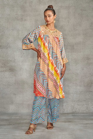 Gulabo by Abu Sandeep Tribal Print Gathered Tunic 