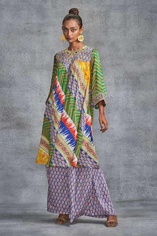 Gulabo by Abu Sandeep Floral Tribal Print Gathered Tunic 