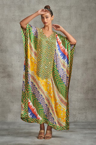 Gulabo by Abu Sandeep Tribal Floral Print Kaftan 