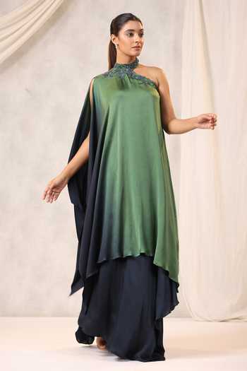 K-Anshika One-Shoulder Embroidered Maxi Dress 