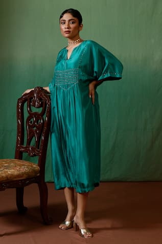 Chokhi Chorri Ratnika Silk Smocked Yoke Dress 