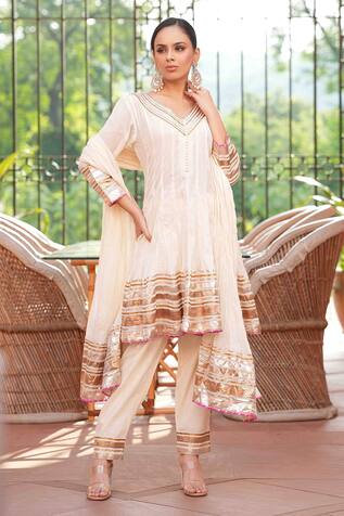 Nazar By Indu Placement Gota Work Anarkali Pant Set 