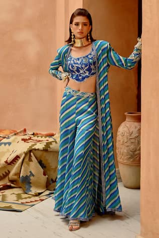 Pallavi Jaipur Embroidered Long Jacket Sharara Set 