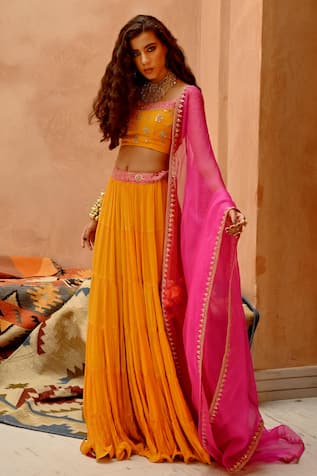 Pallavi Jaipur Embroidered Tiered Lehenga Set 