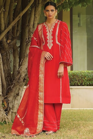 Kyra By Bhavna Silk Zardosi Work Kurta Pant Set 